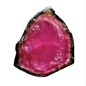 19 cts. Watermelon Tourmaline Natural Crystal Slice - Custom Cabochon #1